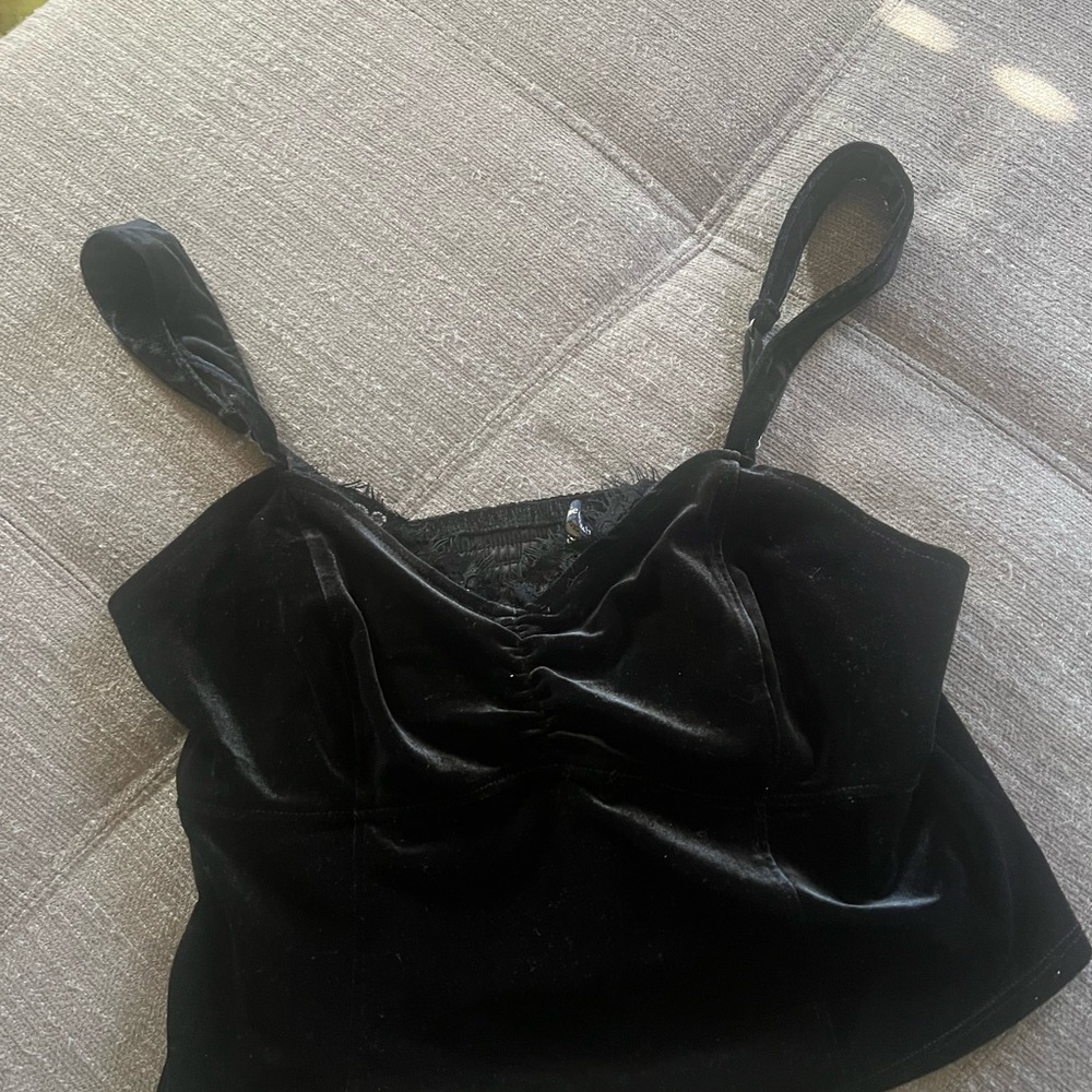 Abercombie black velvet crop top